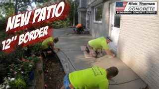 New concrete patio with 12" border and steps