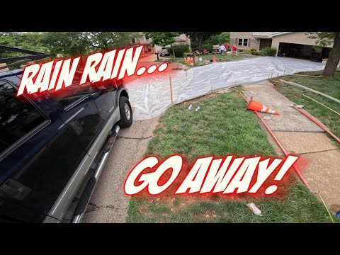 Pouring concrete in the rain… with a 0% chance of rain