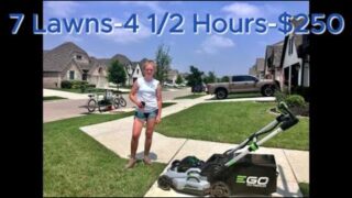 14 Year Old Girl Mowes 7 Lawns In a Day!!