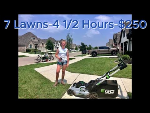 14 Year Old Girl Mowes 7 Lawns In a Day!!